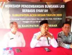 Kepala Dinas DPMG Aceh Besar Carbaini. S. Ag Membuka Workshop Pengembangan BUMGAMA LKG Berbasis Syari’ah.