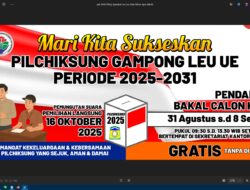 Tiga Kontestan Dipastikan Akan Bertarung Pada Pilciksung Gampong Leu-Ue 2025.